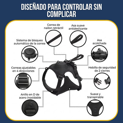 Arnés Todo en Uno con Correa Retráctil Anti-Escape